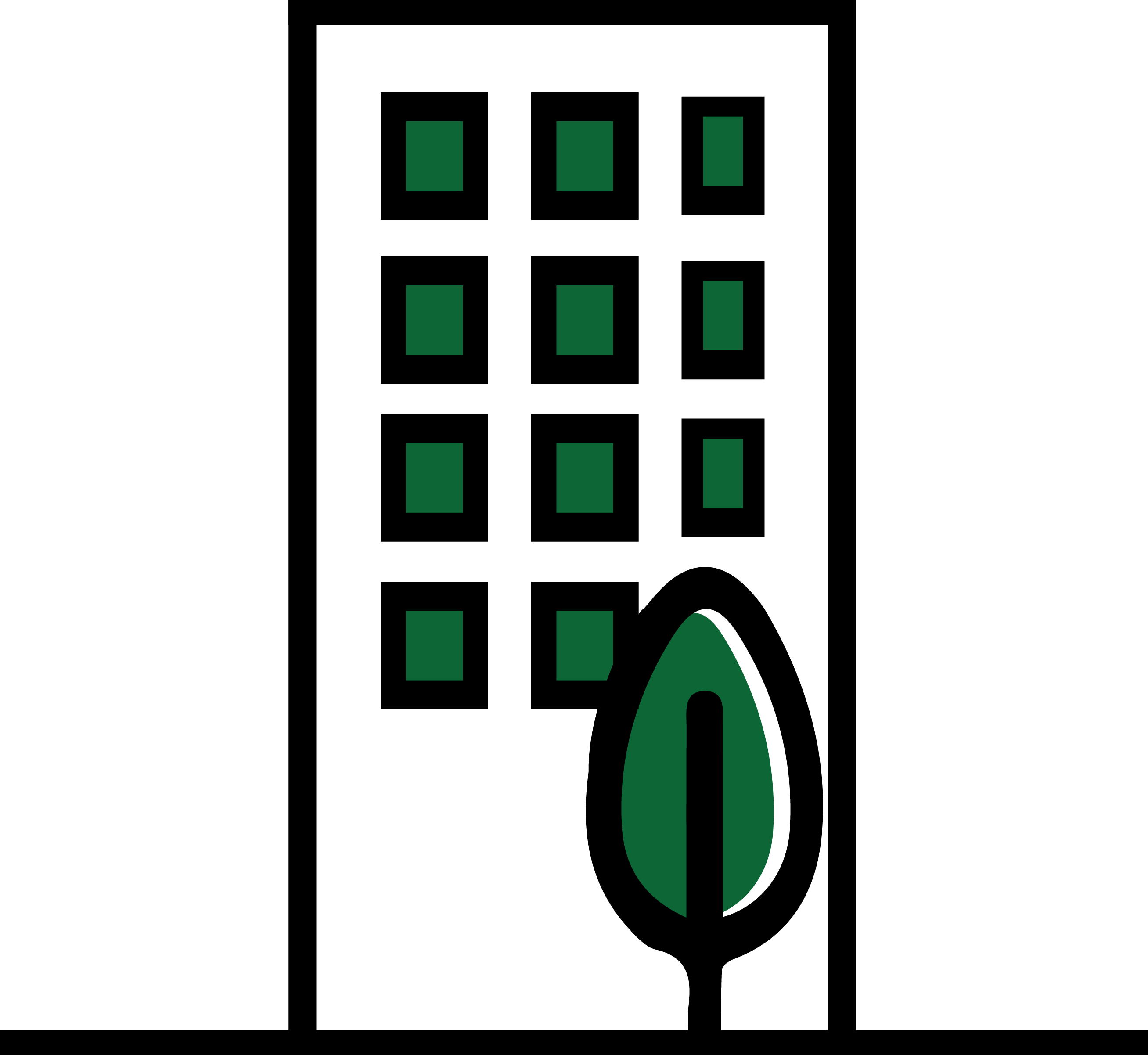 Building icon with leaf